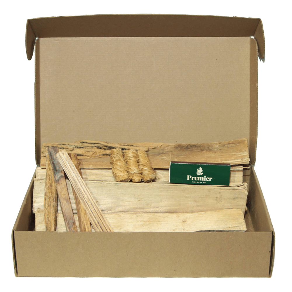 Cooking wood box kindling starter kit