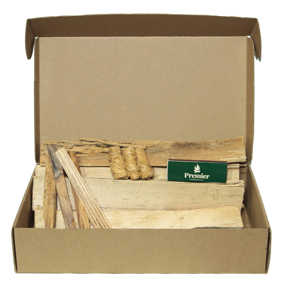 Cooking wood box kindling starter kit