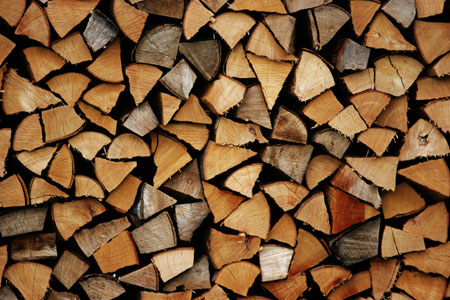 stacked firewood after deliver